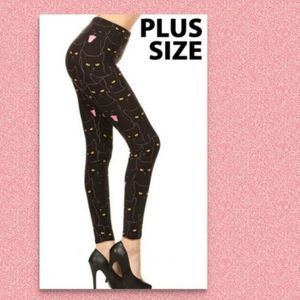 Cat Leggings Plus Size Black + Cat Gothic NEW Halloween Cat + Lover LAST PAIR